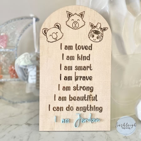 Affirmation Personalised Plaque with Animals