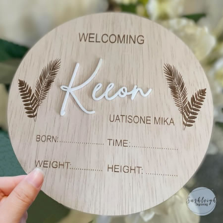 Baby Announcement Disc - Leaves
