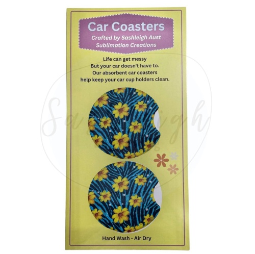 Yellow Flowers Car Coasters