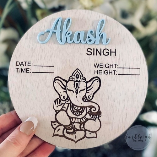 Baby Announcement Disc - Indian Influence