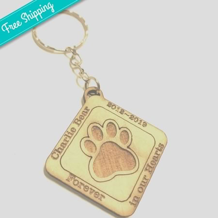 Forever in our Hearts Paw Print Key Ring