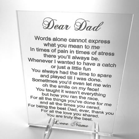 Dear Dad Plaque
