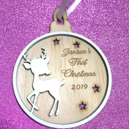 First Christmas Tree Deer Bauble