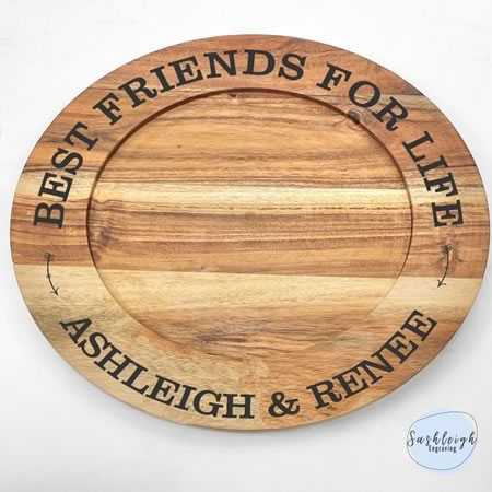 Best Friends Wooden Round Tray