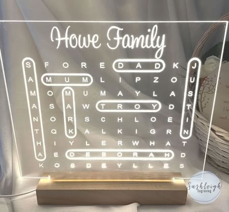Word Search Personalised Night Light