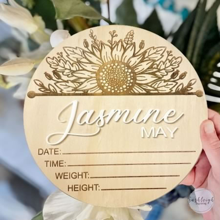 Baby Announcement Sunflower Plaque