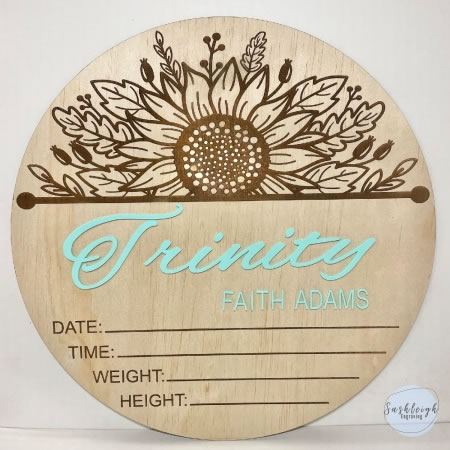 Baby Announcement Sunflower Plaque