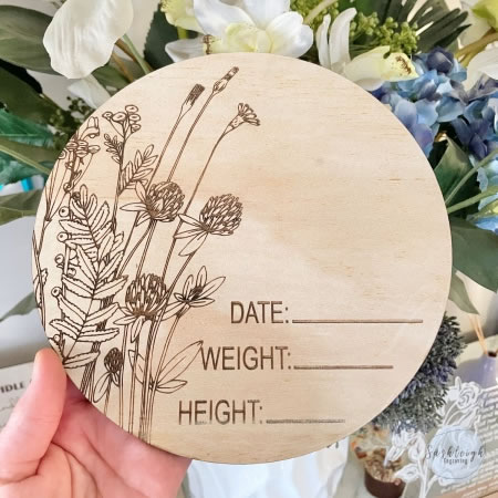 Baby Announcement Disc - Wildflowers