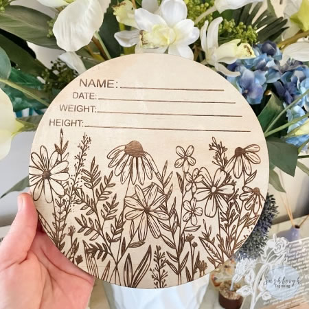 Baby Announcement Disc - Wildflowers