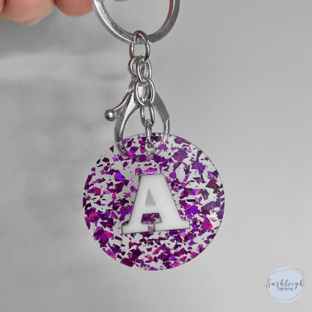 Tinsel Glitter Keyring - Initials