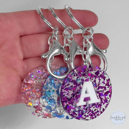 Tinsel Glitter Keyring - Initials