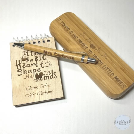 Teacher Gift Notebook, Pen and Pen Box