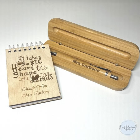 Teacher Gift Notebook, Pen and Pen Box