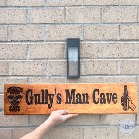 Man Cave Sign with Footy Team and Beer