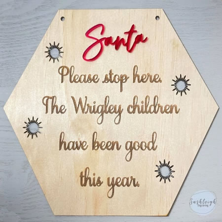 Santa Please Stop Here Personalised Plaque