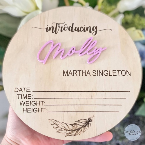 Baby Birth Announcement - Feather