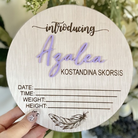 Baby Birth Announcement - Feather