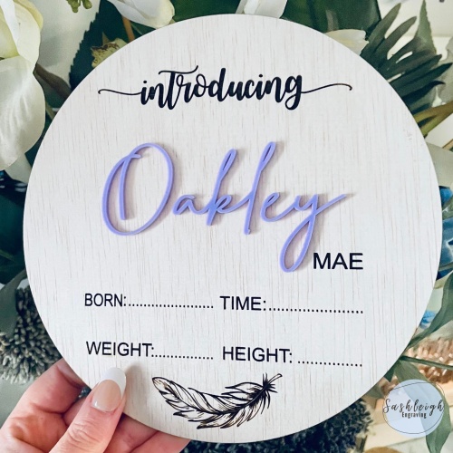 Baby Birth Announcement - Feather