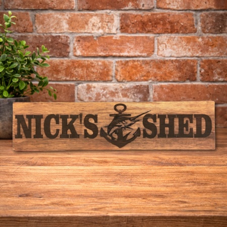 Personalised Fishing Shed Sign – Custom Engraved Timber Plaque