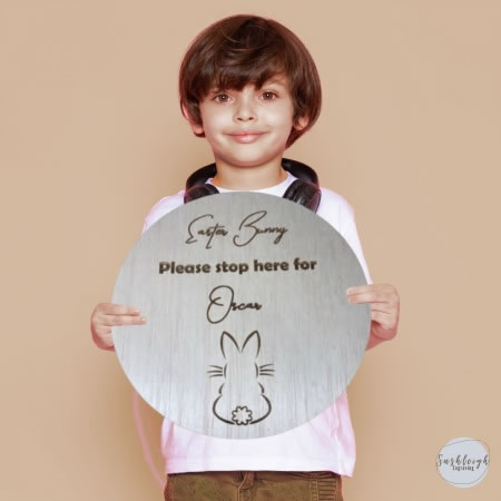 Easter Bunny Stop Here Personalised Sign