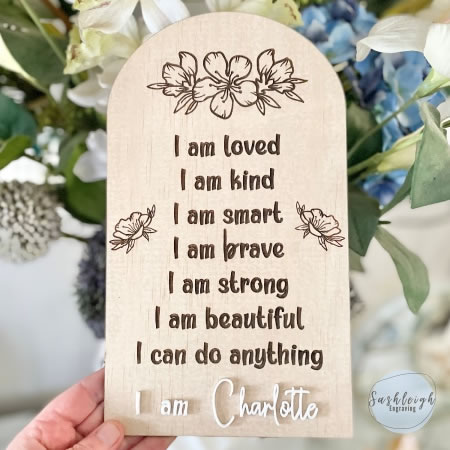 Affirmation Personalised Plaque with Flowers