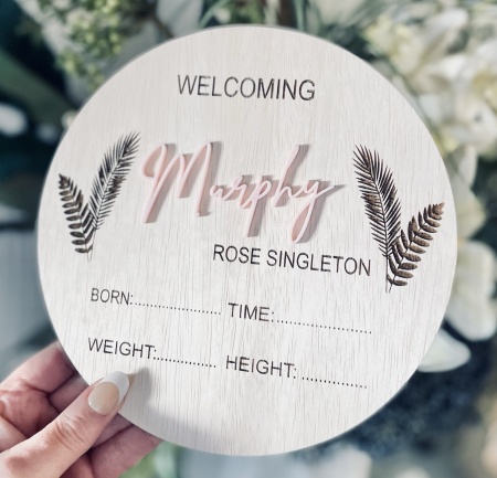 Baby Announcement Disc - Leaves