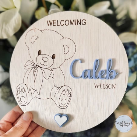 Baby Announcement Disc - Teddy Bear