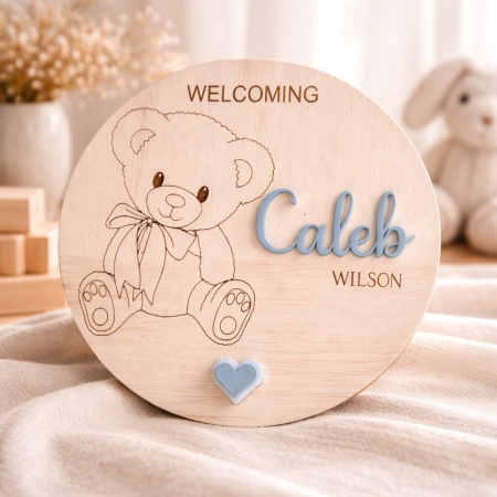 Baby Announcement Disc - Teddy Bear