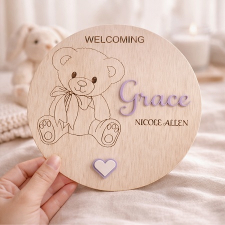 Baby Announcement Disc - Teddy Bear