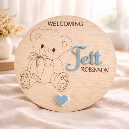 Baby Announcement Disc - Teddy Bear