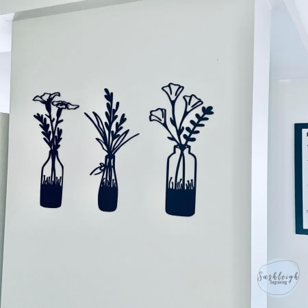 3 Flowers in  Vases Wall Art