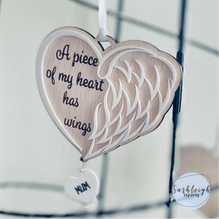 A piece of my heart has wings ornament