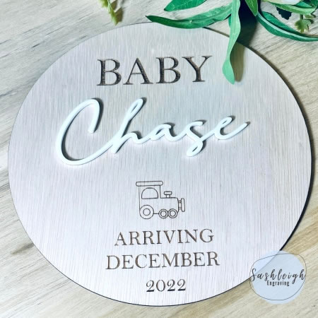 Baby Arriving Personalised Disc
