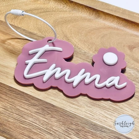Bag Tags Personalised - Flower/Rocket