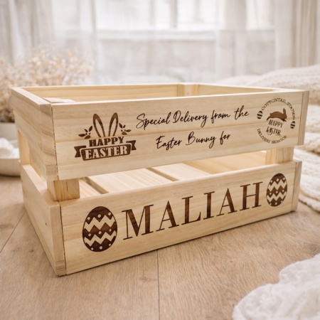 Personalised Easter Crate – Eggs Design (310×230×150 mm)