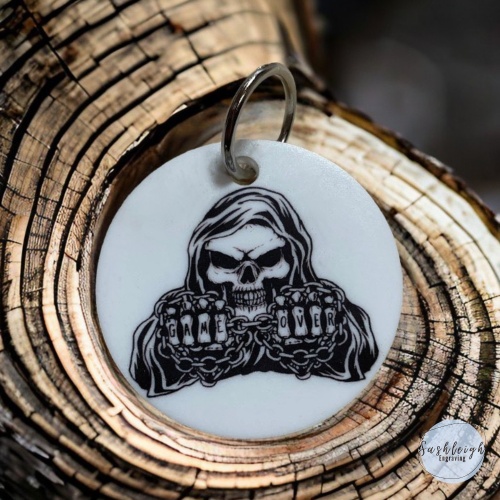 Game Over Skeleton Keyring