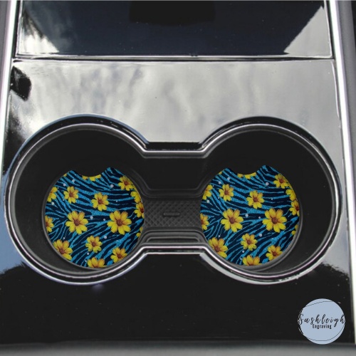 Yellow Flowers Car Coasters