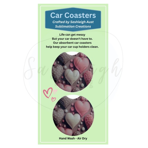 Hearts 3D Car Coasters