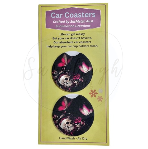 Skull and Butterfly Car Coasters
