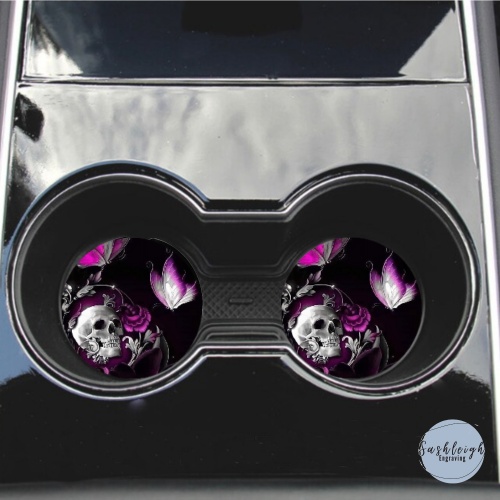 Skull and Butterfly Car Coasters