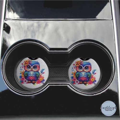 Colourful Owl Car Coasters