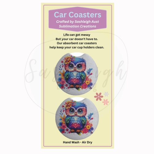 Colourful Owl Car Coasters