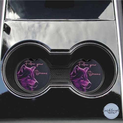 Follow your Dreams Wolf Car Coasters