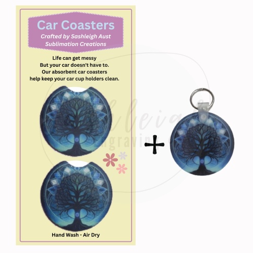 Tree of Life Gift Set - Car Coasters and Keyring