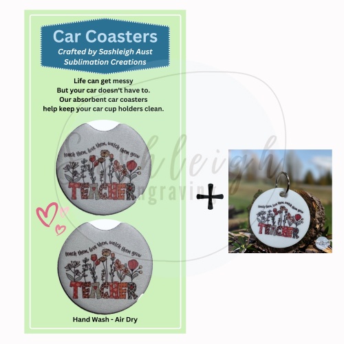 Teacher Gift Pack - Car Coasters and Keyring