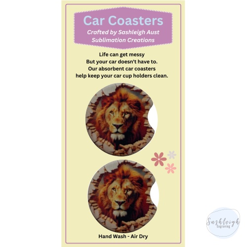 Lion Car Coaster Set