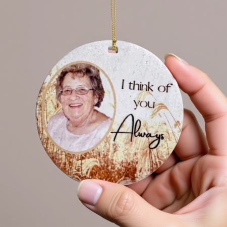 I Think of You Always – Personalised Photo Memorial Ornament (Acrylic, 85mm)