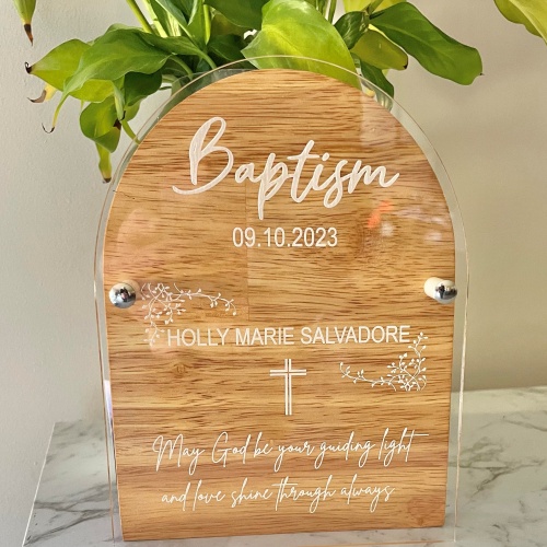 Baptism/Christening Wooden Arched Plaque