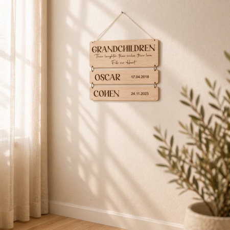 Grandchildrens names and birth dates Hanging Plaque