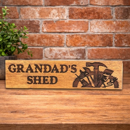 Personalised Grandad Shed Sign – Custom Engraved Timber Plaque